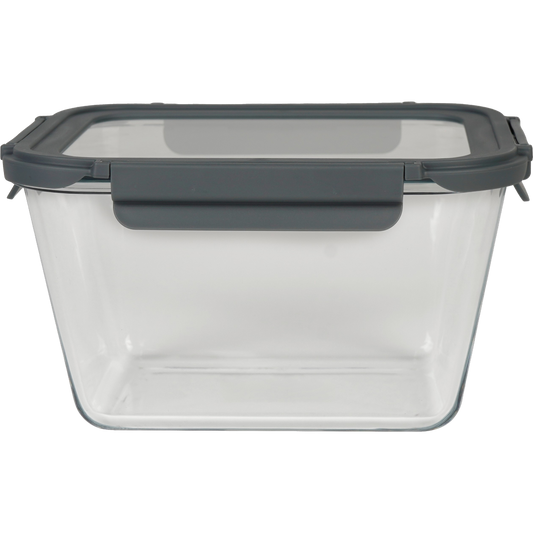 83 OZ RECT. BOROSILICATE DEEP FOOD STORAGE W/ GRAY LID