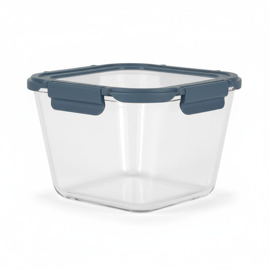 66 OZ SQ BOROSILICATE DEEP FOOD STORAGE W/ BLUE LID