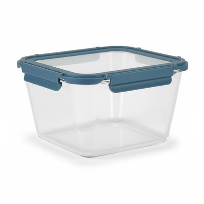 83 OZ RECT. BOROSILICATE DEEP FOOD STORAGE W/ BLUE LID
