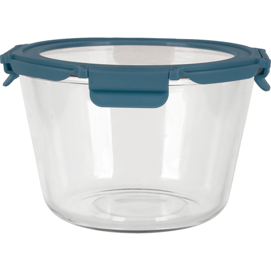 71 OZ ROUND BOROSILICATE DEEP FOOD STORAGE W/ BLUE LID