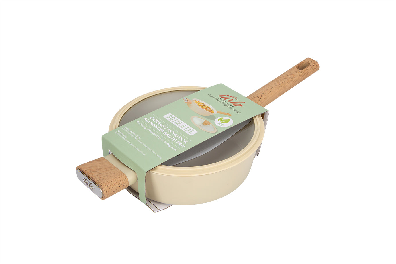 3QT Covered Saute Pan-Dark Cream