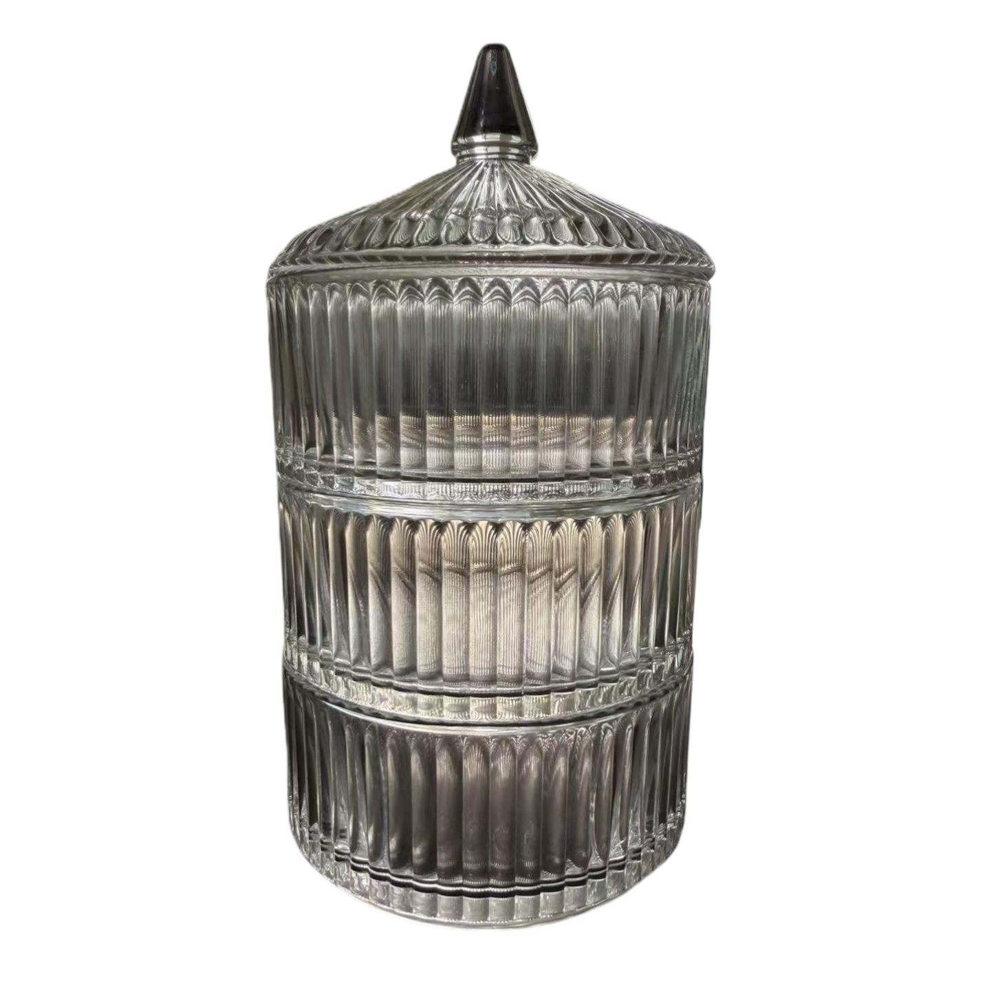 3 TIER LARGE COLONNADE GLASS CANDY JAR