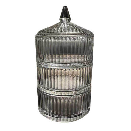 3 TIER LARGE COLONNADE GLASS CANDY JAR