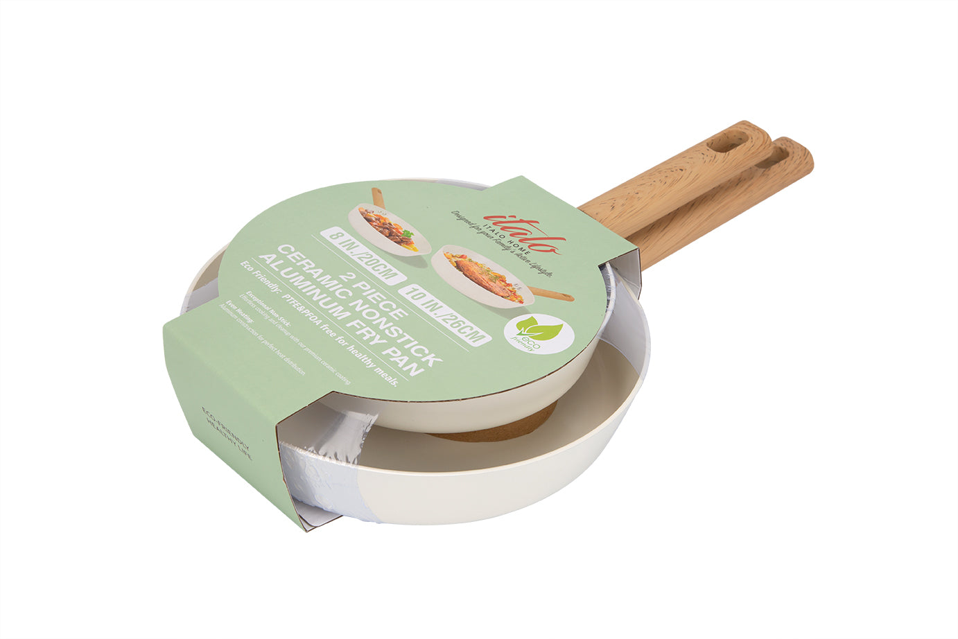 2PK 8" & 10" Open Fry Pan Cream