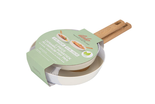 2PK 8" & 10" Open Fry Pan Cream