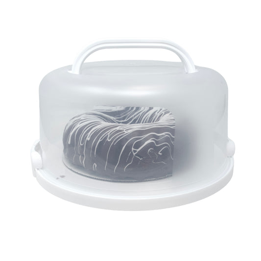 White Round Cake Carrier W/Lid & Handle