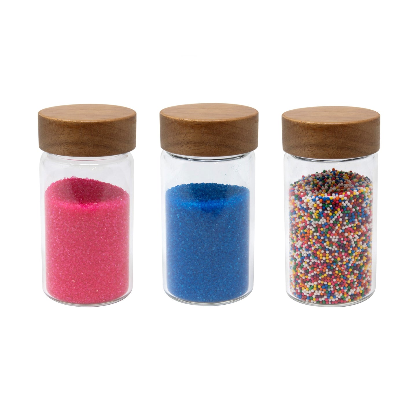 3PC SET-6 OZ BOROSILICATE JAR W/ ACACIA WOOD LID