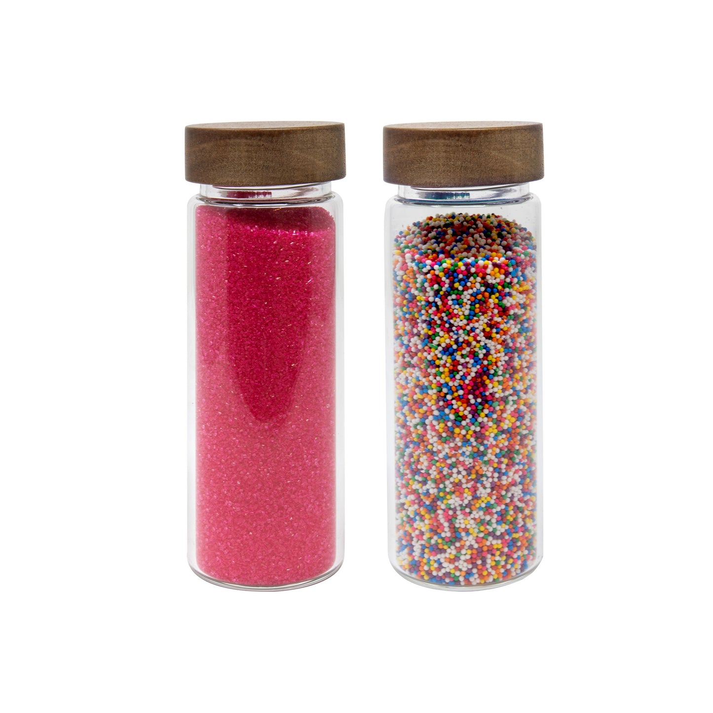 2PC SET-9.5 OZ BOROSILICATE JAR W/ ACACIA WOOD LID