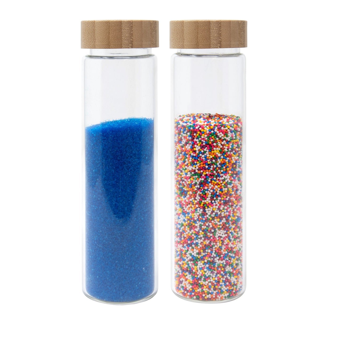 2PC SET-12 OZ BOROSILICATE JAR W/ NATURAL COLOR WOOD LID