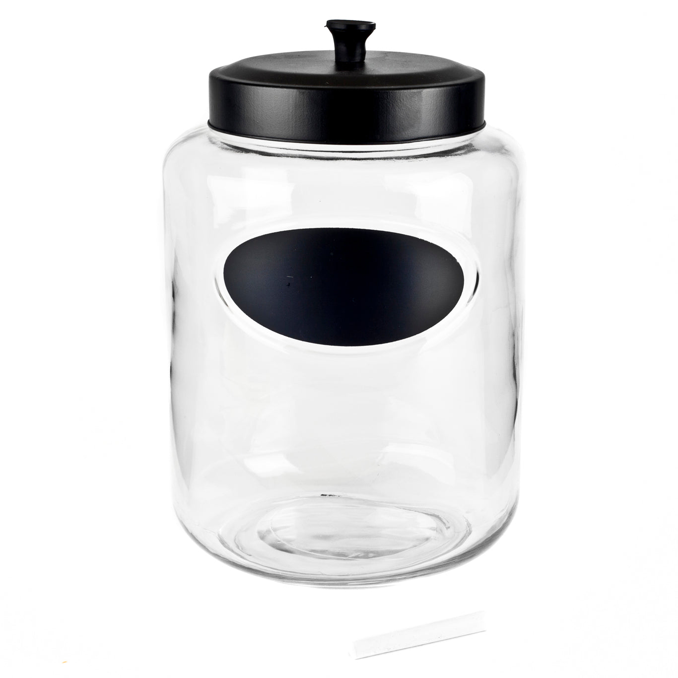 Round 176 Oz Storage Glass Jar W/ Metal Lid And Chalkboard