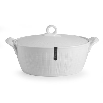 WHITE LINEN 2.3 QT CERAMIC OVAL CASSEROLE