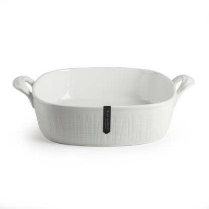 WHITE LINEN 3.2 QT CERAMIC SQUARE BAKER